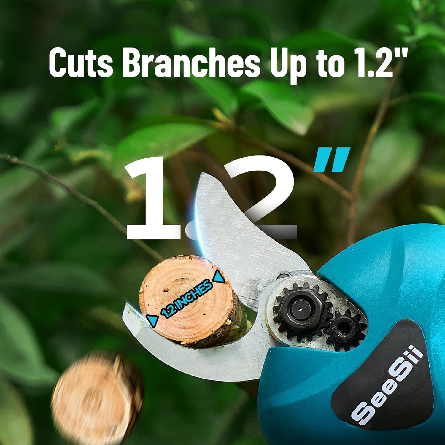 Seesii 2-IN-1 Electric Pole Pruning Shears Cordless 15Ft Reach Trimming Pruner