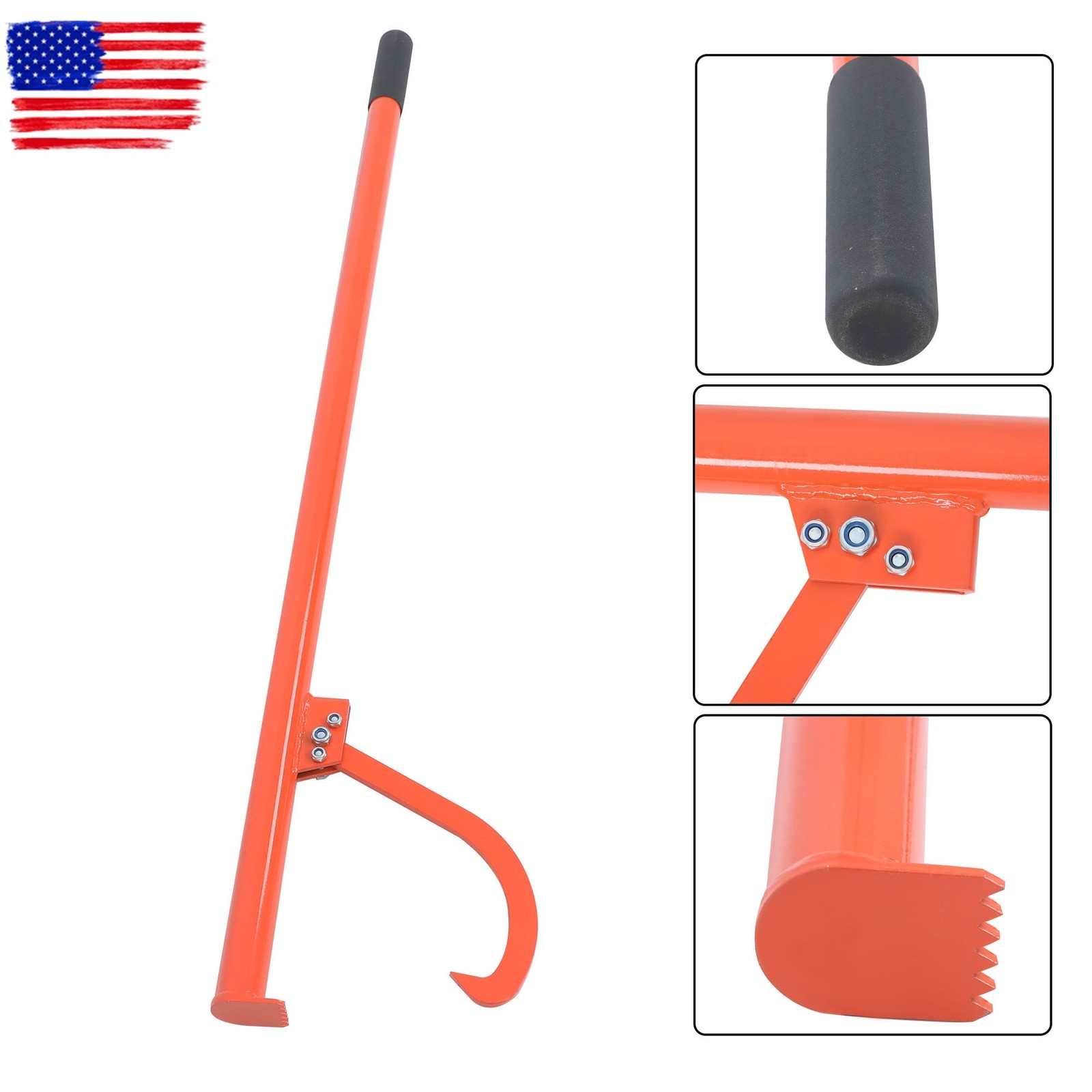 58in Felled Cant Hook Logging Tool - Steel Log Roller Tool W/ Rubber handle