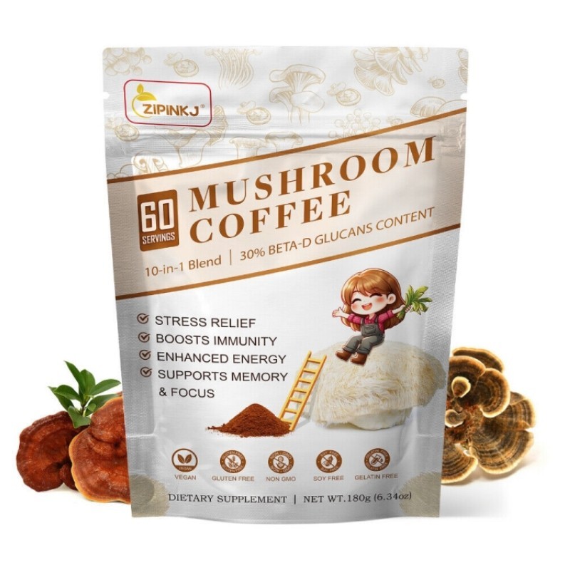 New Mushroom Coffee Organic Coffee 60 Servings in One Pack, No Odor, Exp 12/2027