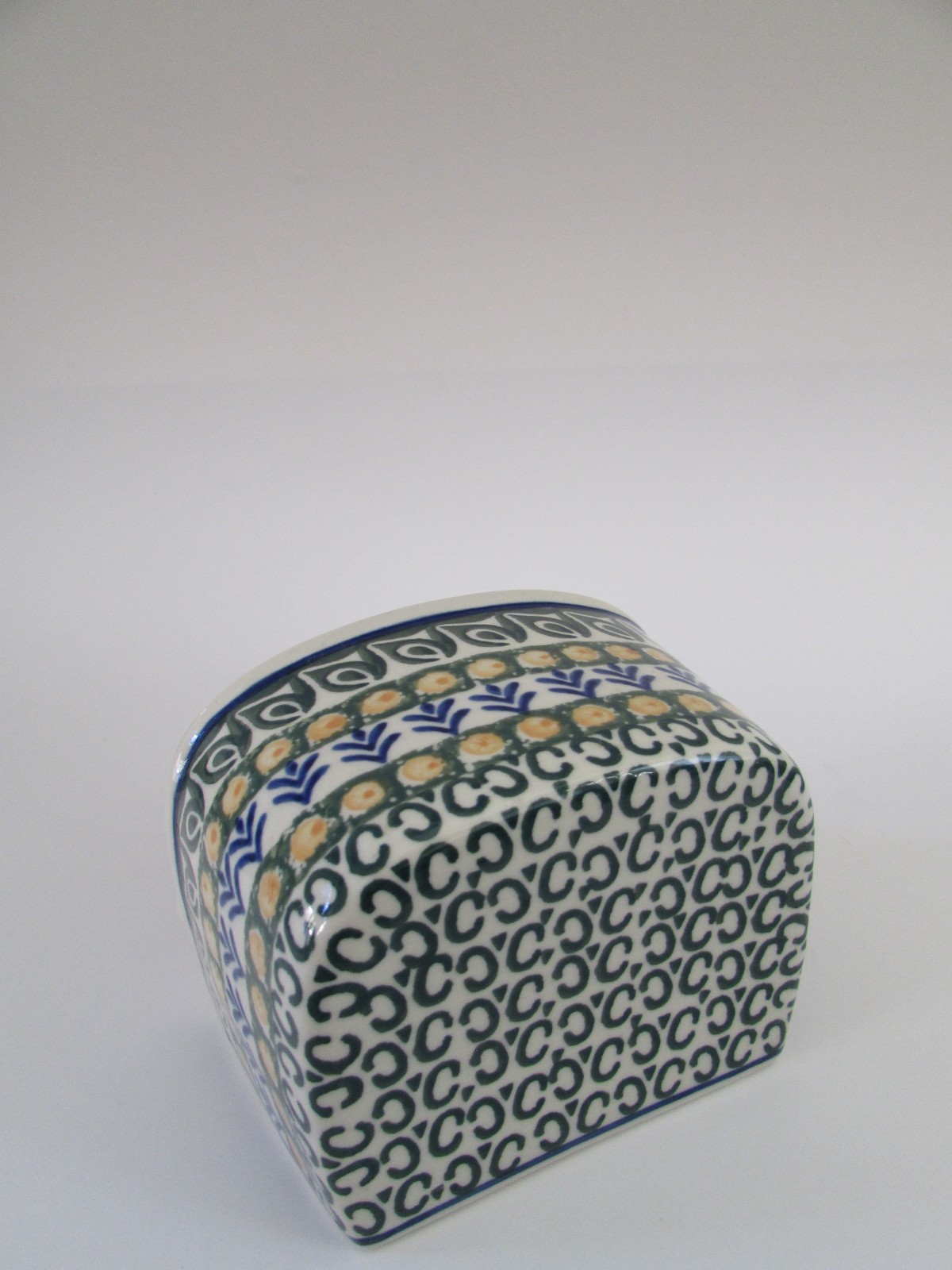 Polish Pottery Green Hanging Salt Cellar without Lid Used