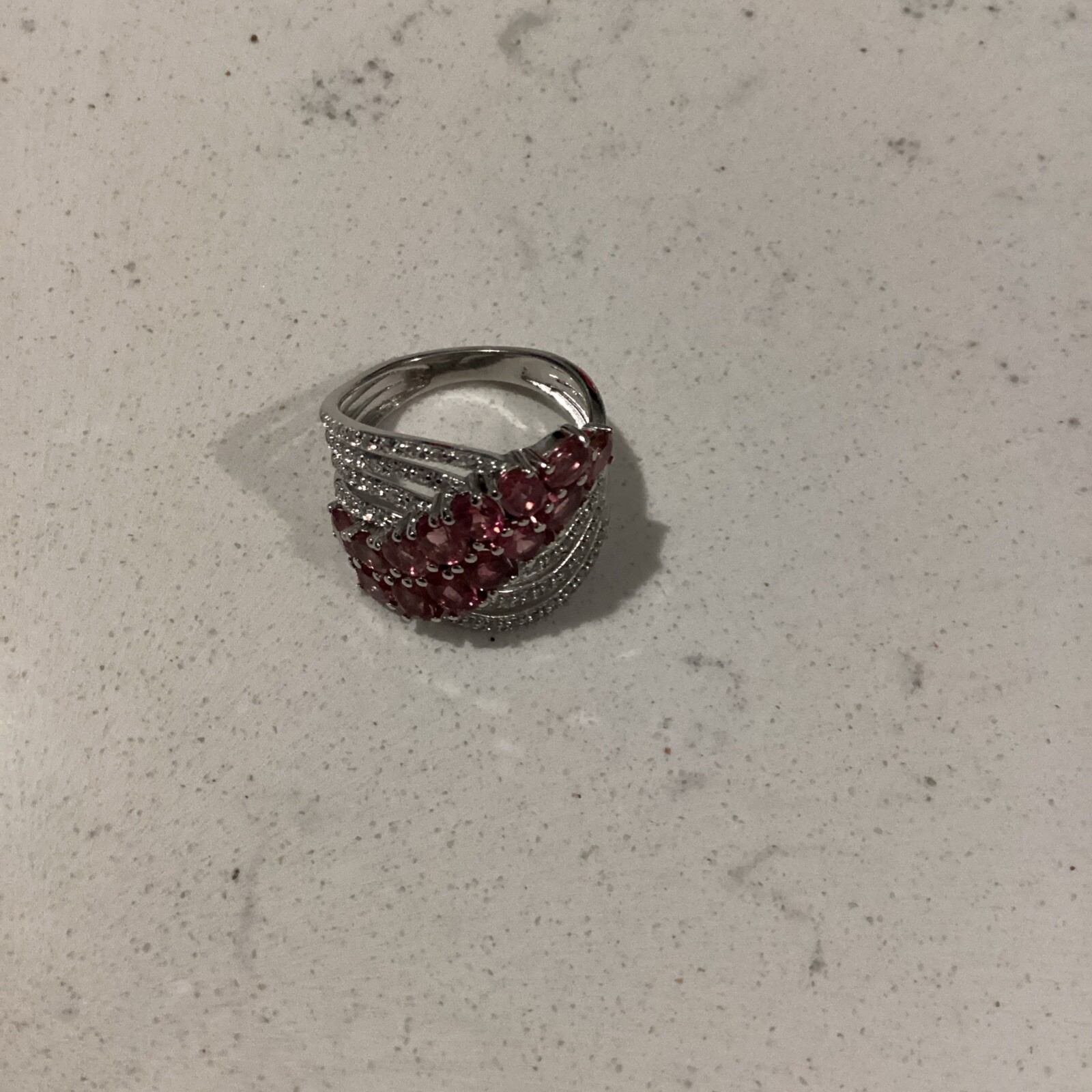 Colleen Lopez Sterling Silver Pink Tourmaline Swirl Ring Size 7 New HSN