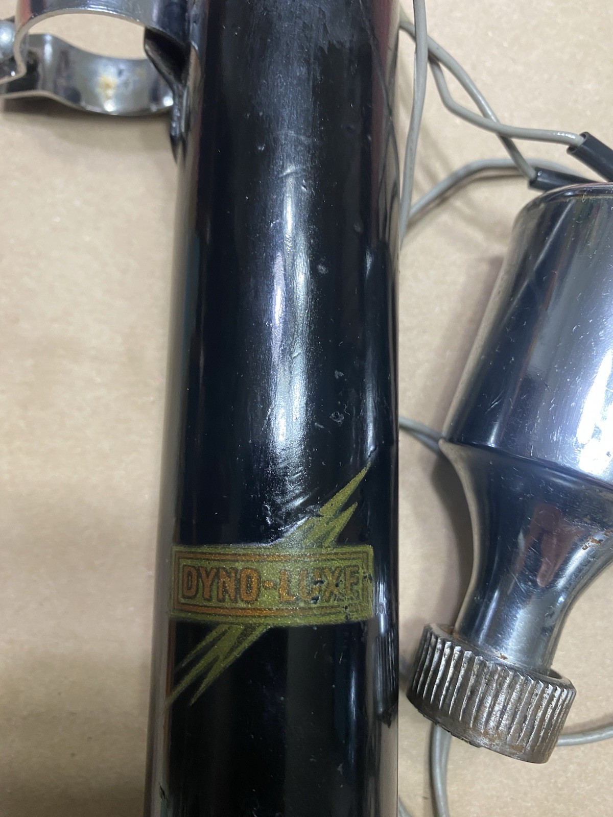 Rare 1940s King Lucas Bicycle Headlight Dynamo / Battery Tube Rear Set England