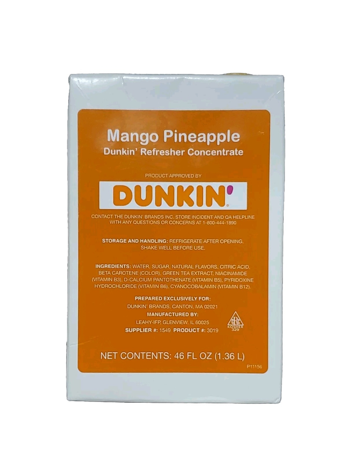 DUNKIN' DONUTS MANGO PINEAPPLE REFRESHER CONCENTRATE (RELIABLE) (BEST SELLER)