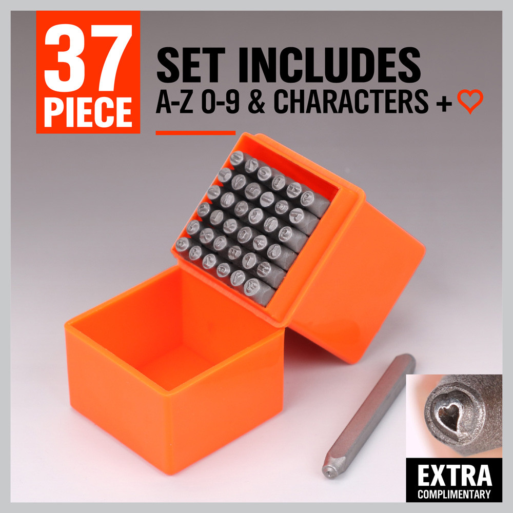 37pc Number and Letter Punch Set Hardened Steel Metal Die Jewelers w/Case