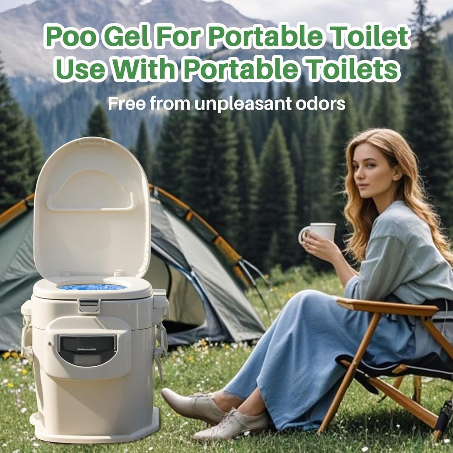 Poo Gel for Portable Toilet for Camping - 28 Packs Camping Toilet Bags Lemon Eco