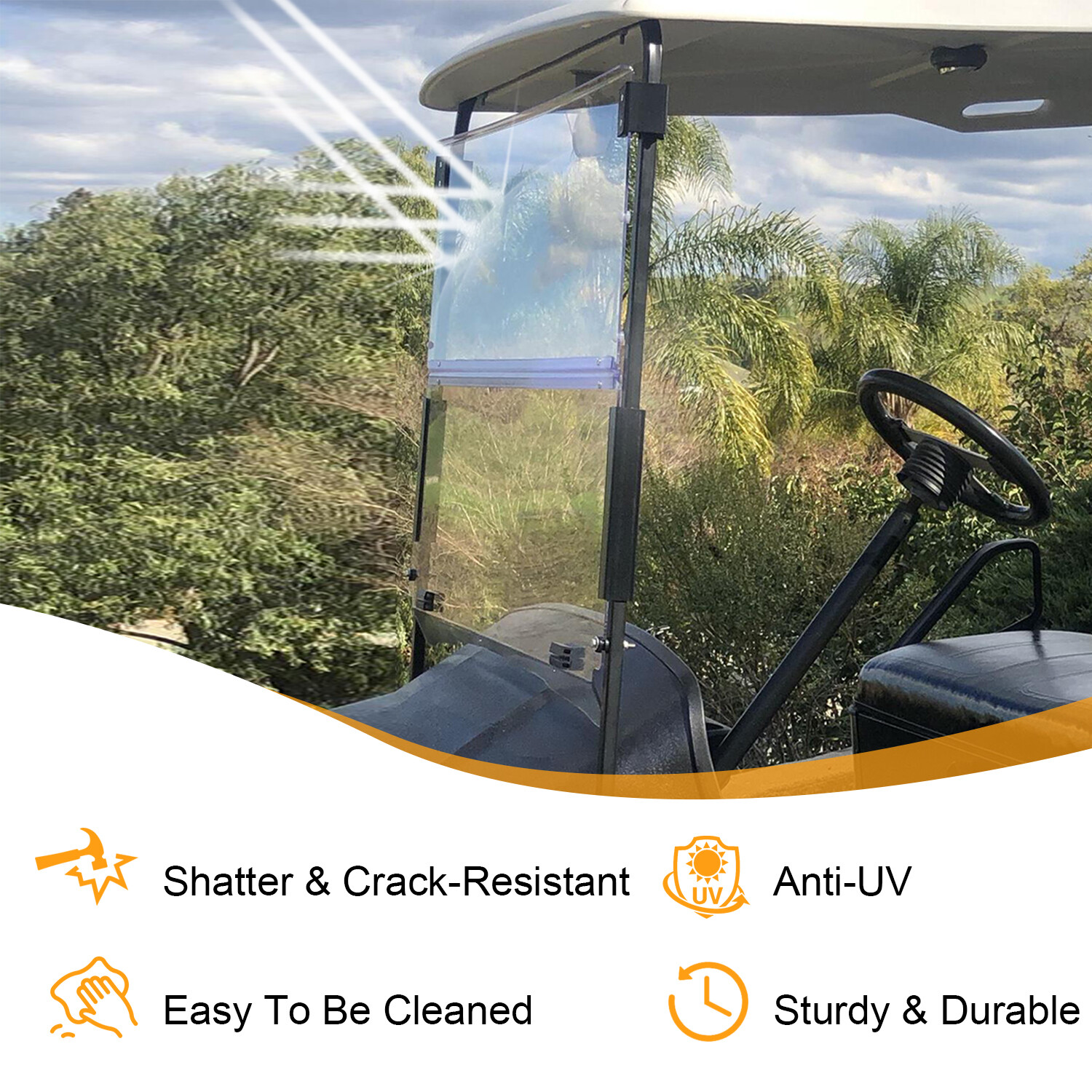 Folding Clear Golf Cart Windshield Windscreen For EZGO TXT & Medalist 94-13 14