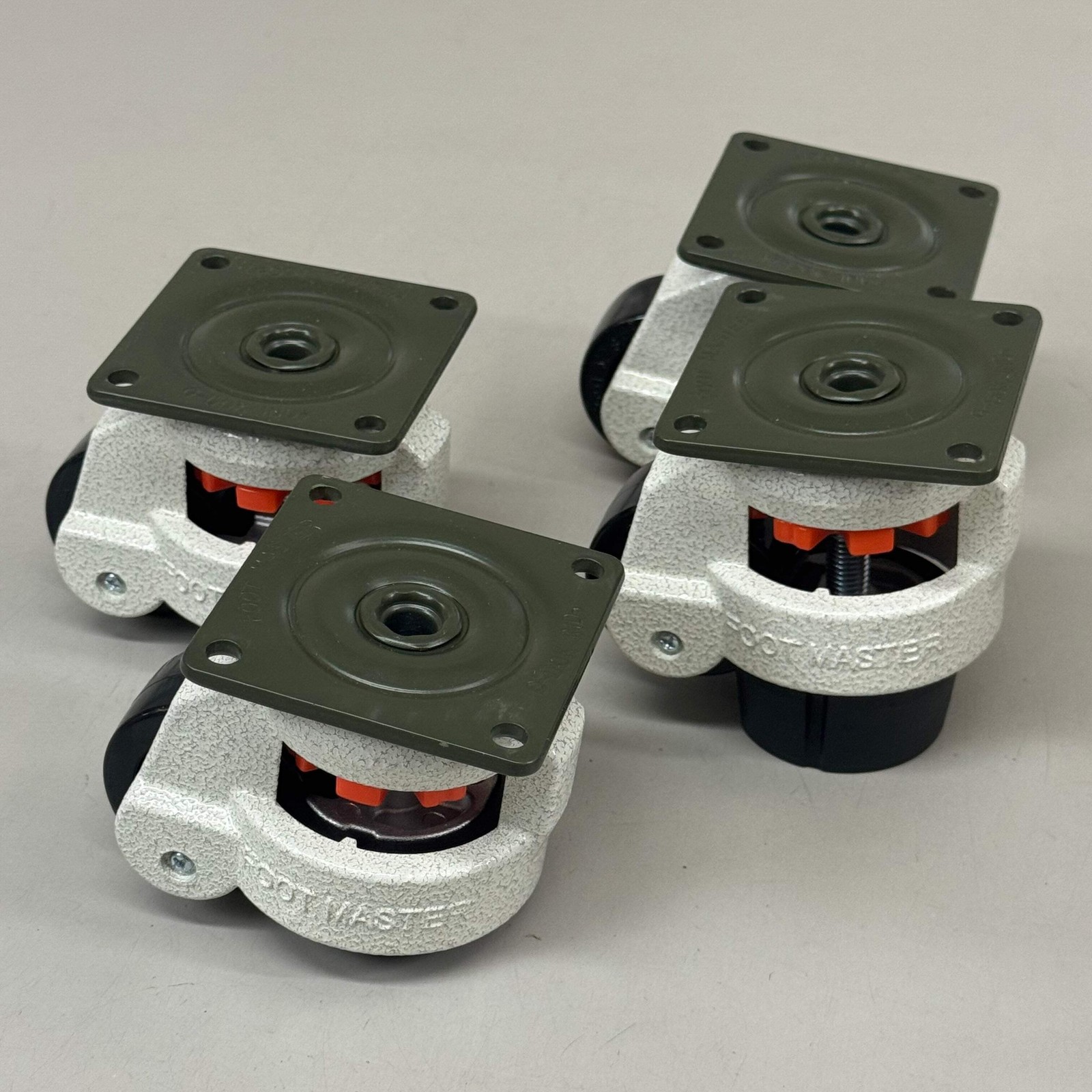 FOOT MASTER (4 Wheels) Plate Caster Mounting Swivel Wheel Set 3 1/4" Mounting HT