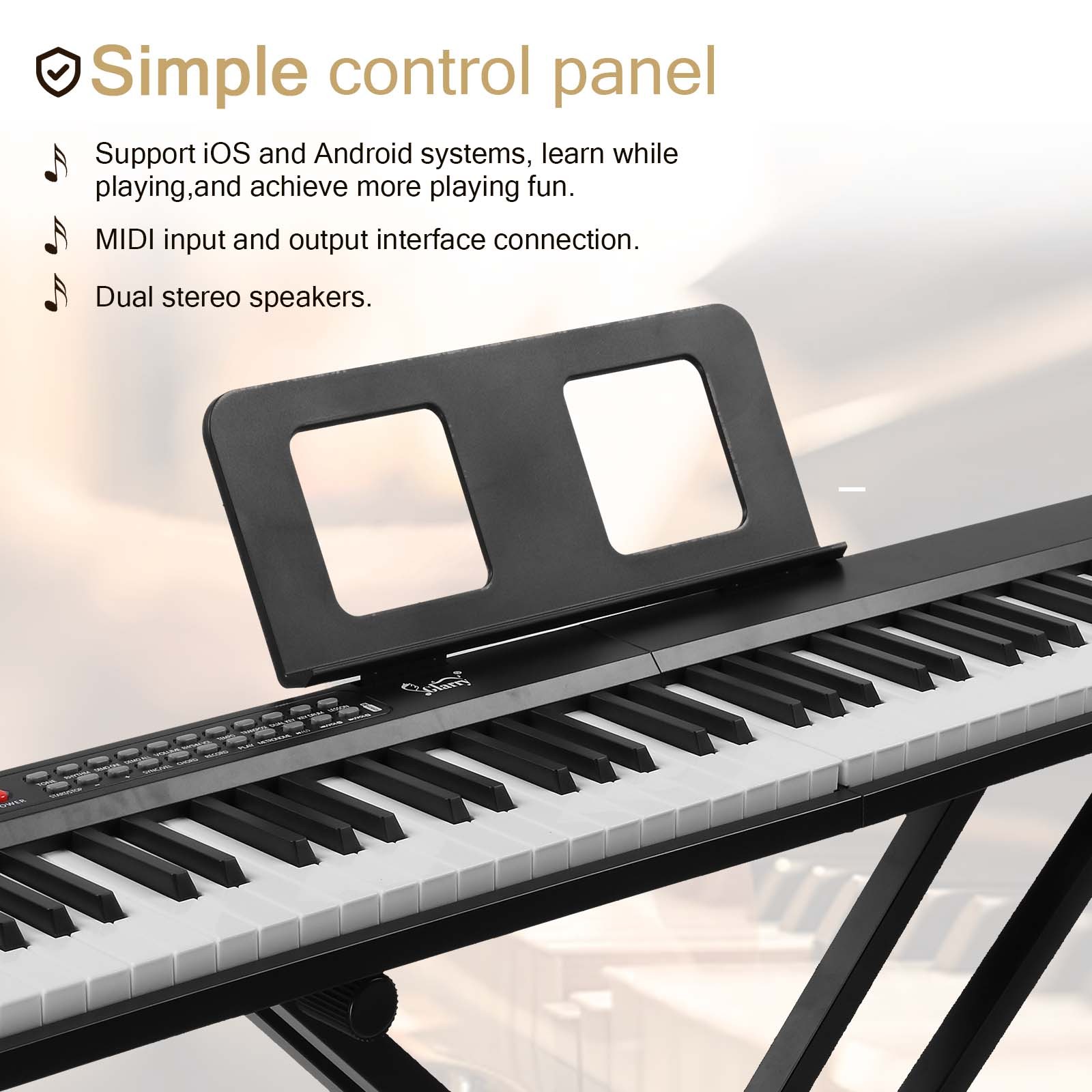 Glarry Folding 88-Key Semi-Weighted Digital Piano Electronic Keyboard+Bag