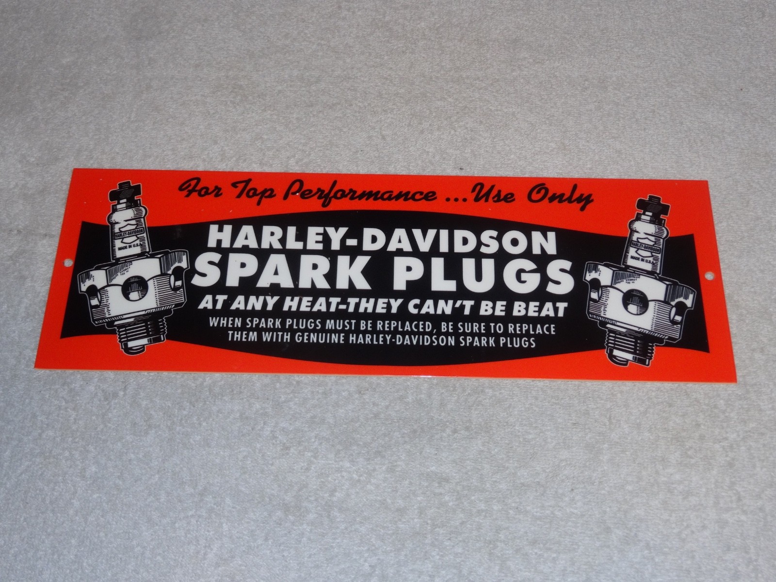 VINTAGE HARLEY DAVIDSON MOTORCYCLE SPARK PLUG PORCELAIN METAL GASOLINE OIL SIGN!