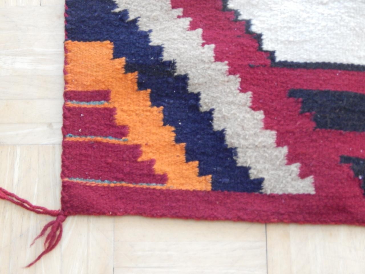 ANTIQUE NAVAJO INDIAN 3RD PHASE CHIEF'S BLANKET - CLEAN + NICE 49X65" +/-