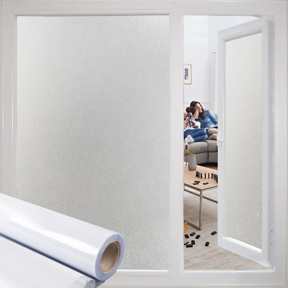 rabbitgoo Frosted Window Film Privacy Static Cling Frosted Opaque Pure White