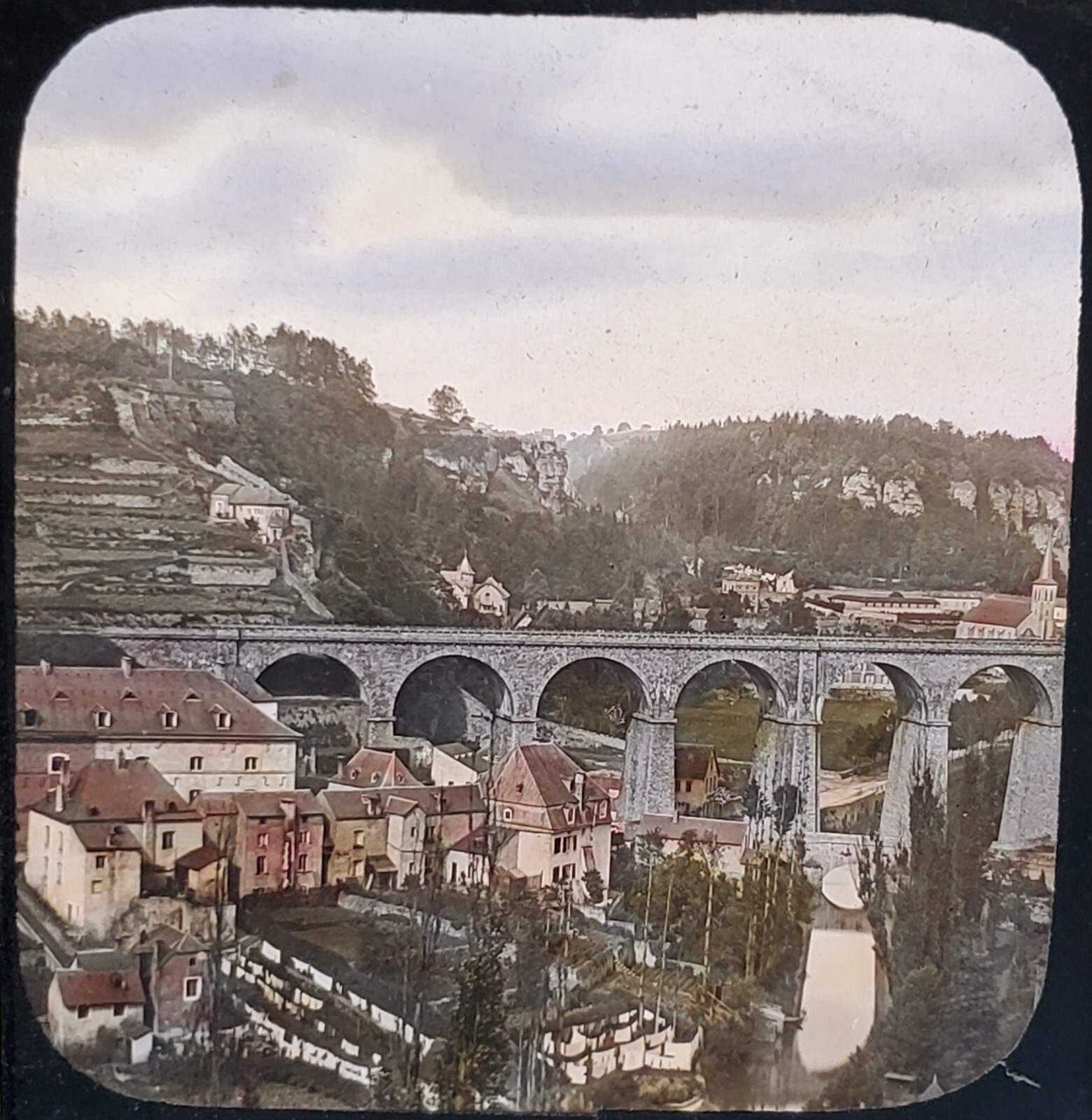 Roman Aqueduct, Luxembourg, Germany, Magic Lantern Glass Slide