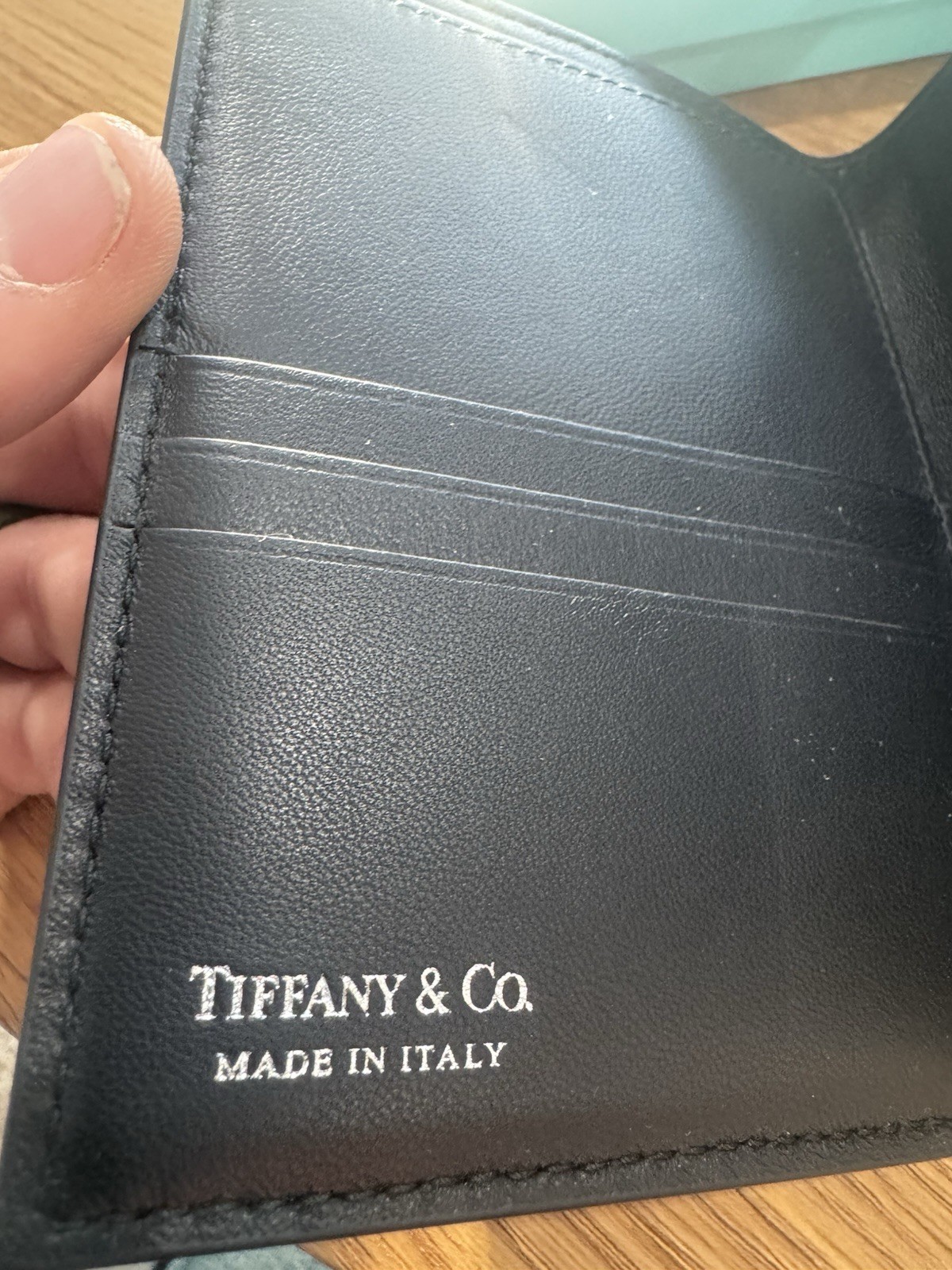 Tiffany TIFFANY & Co. Card case Passport Case Black Leather