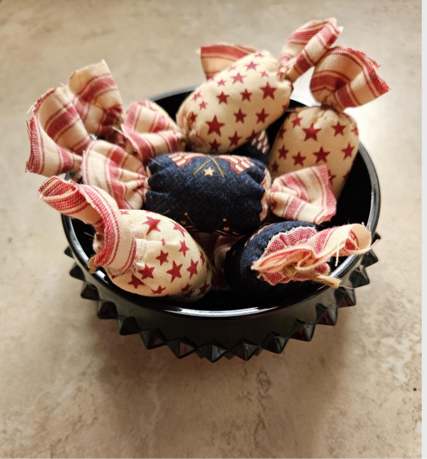 Bowl Filler Americana Patriotic Ornie Fabric 8 Pcs Candy Tier Tray Fabric Decor