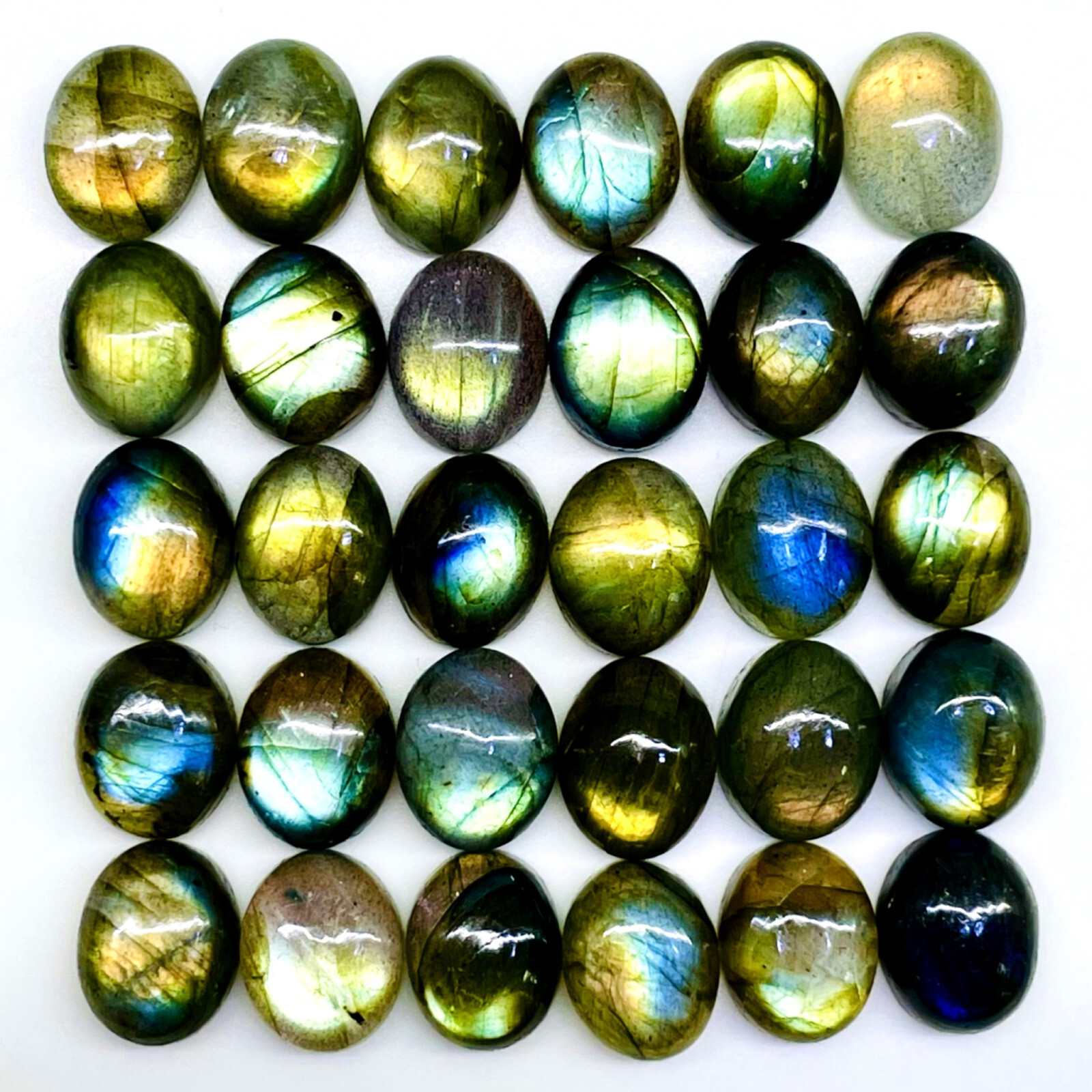 30 Pcs Natural Labradorite 10x8mm Oval Flashy Loose Gemstones Wholesale Lot