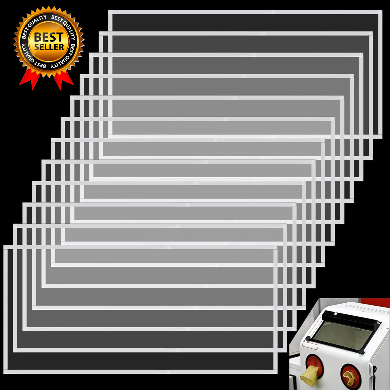 12 Pack Abrasive Blasting Cabinet Lens Cover Clear Polyester Film Sandblast