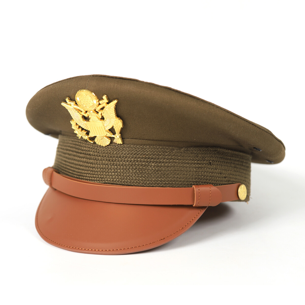 7 3/8 US WW2 Army Visor Hat Officer Cap Eagle Badge WWII Reproduction