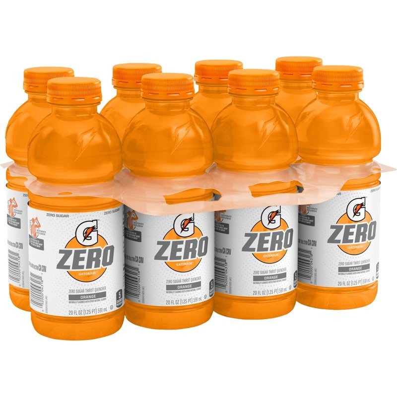 Gatorade Thirst, Quencher Zero, Sugar Sports, Drink Orange 20Oz Bottles - 8 Pack