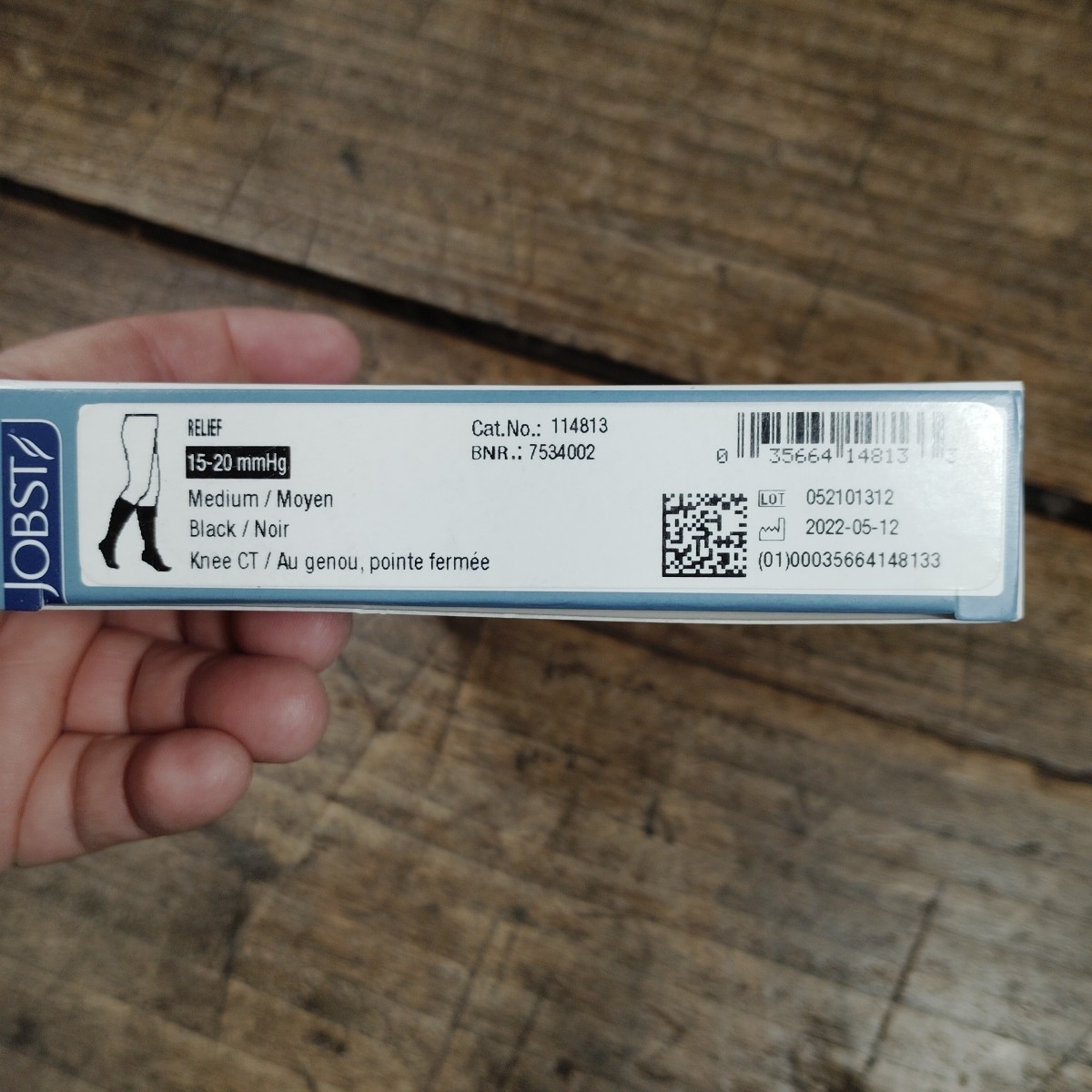 JOBST Relief Compression Stockings MED 15-20 mmHg Black Knee CT Closed Toe NEW