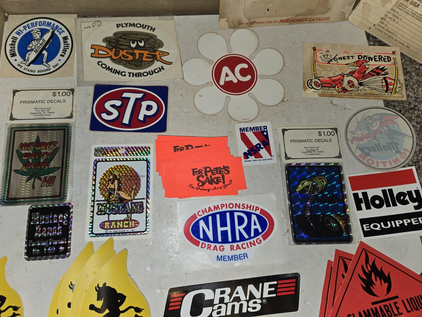 43 Vintage 80s/90s Racing Stickers,Decals,Crane,Ford Power,Stud Oil,Holley,STP
