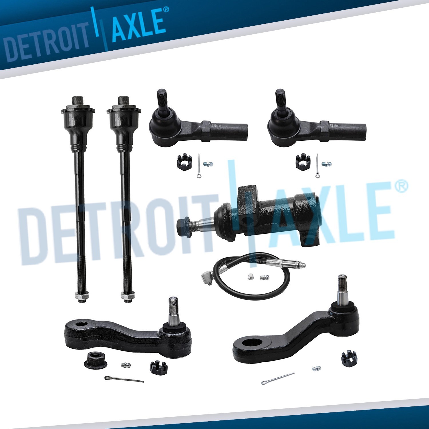 Front Inner Outer Tierod 3-Groove Pitman Arm Kit for Chevy Silverado 2500 3500