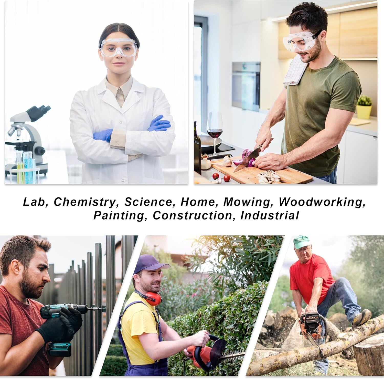 2-Pack Safety Goggles Anti-Fog Lab Protective Glasses Clear Lens Eye Protection