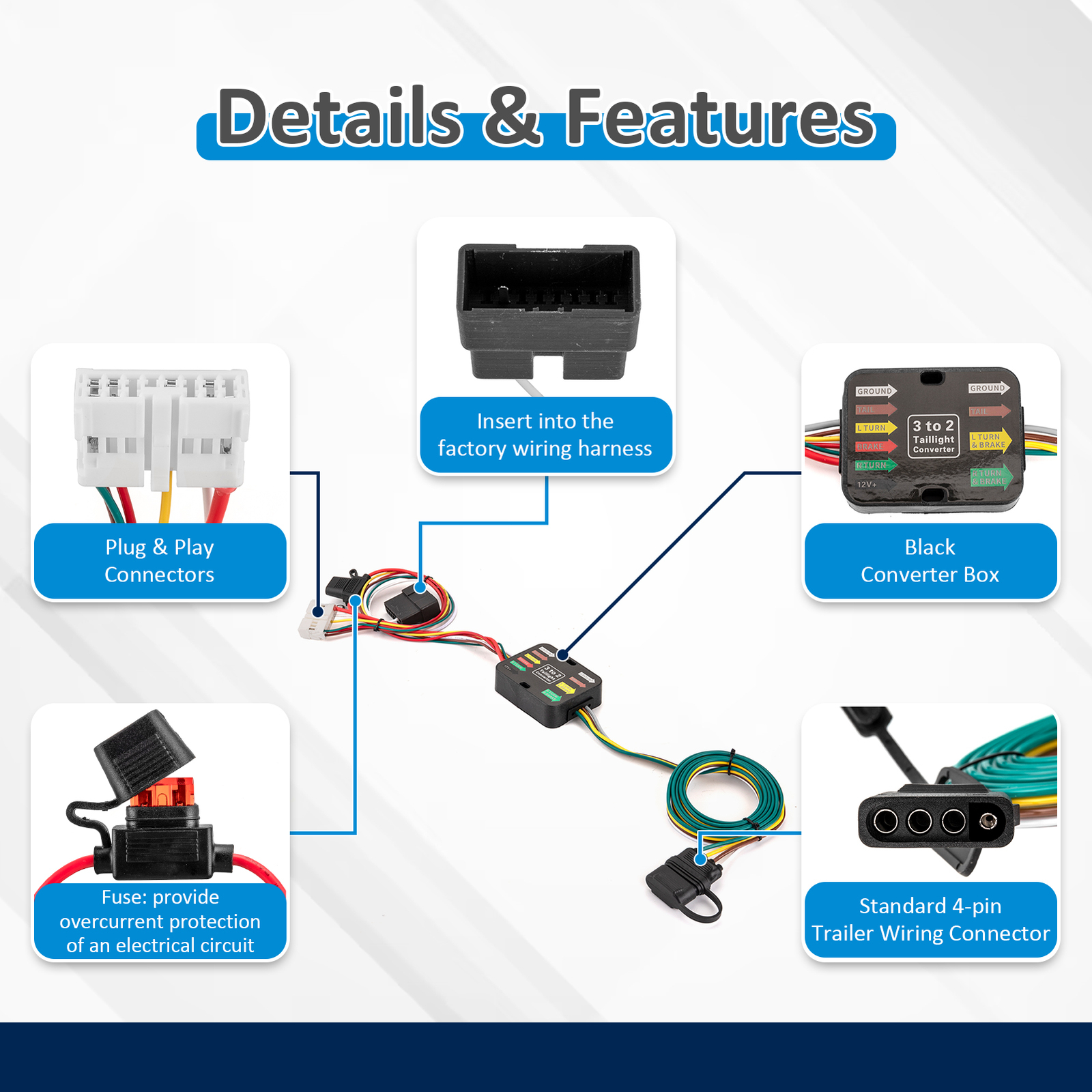 For Honda Odyssey 2011-2017 - Trailer Tow Light Wiring Harness Connector
