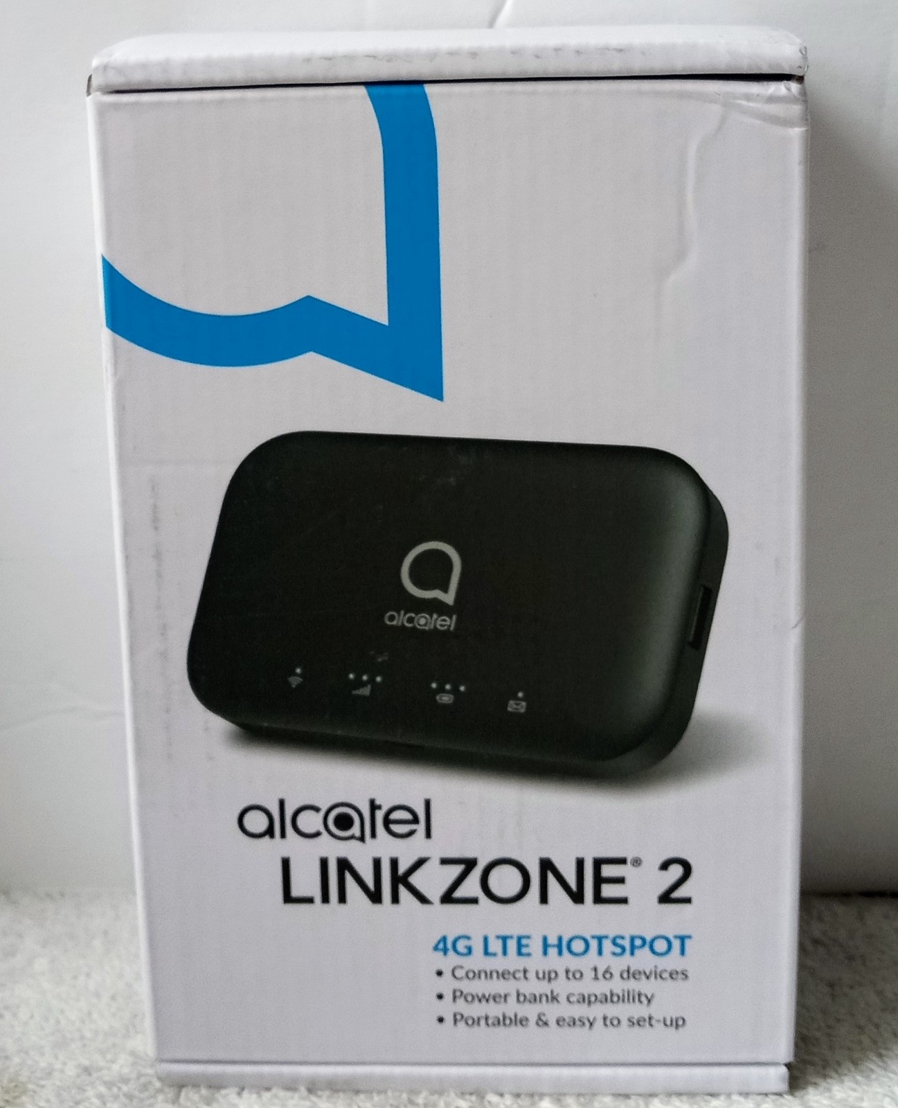 Alcatel Linkzone 2 4G LTE Hotspot Portable Wi-Fi 16 Device 4400 mAh Black Sealed