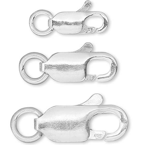 Sterling Silver 925 Lobster Claw Clasp With Jump Ring Jewelry Finding Small-Big