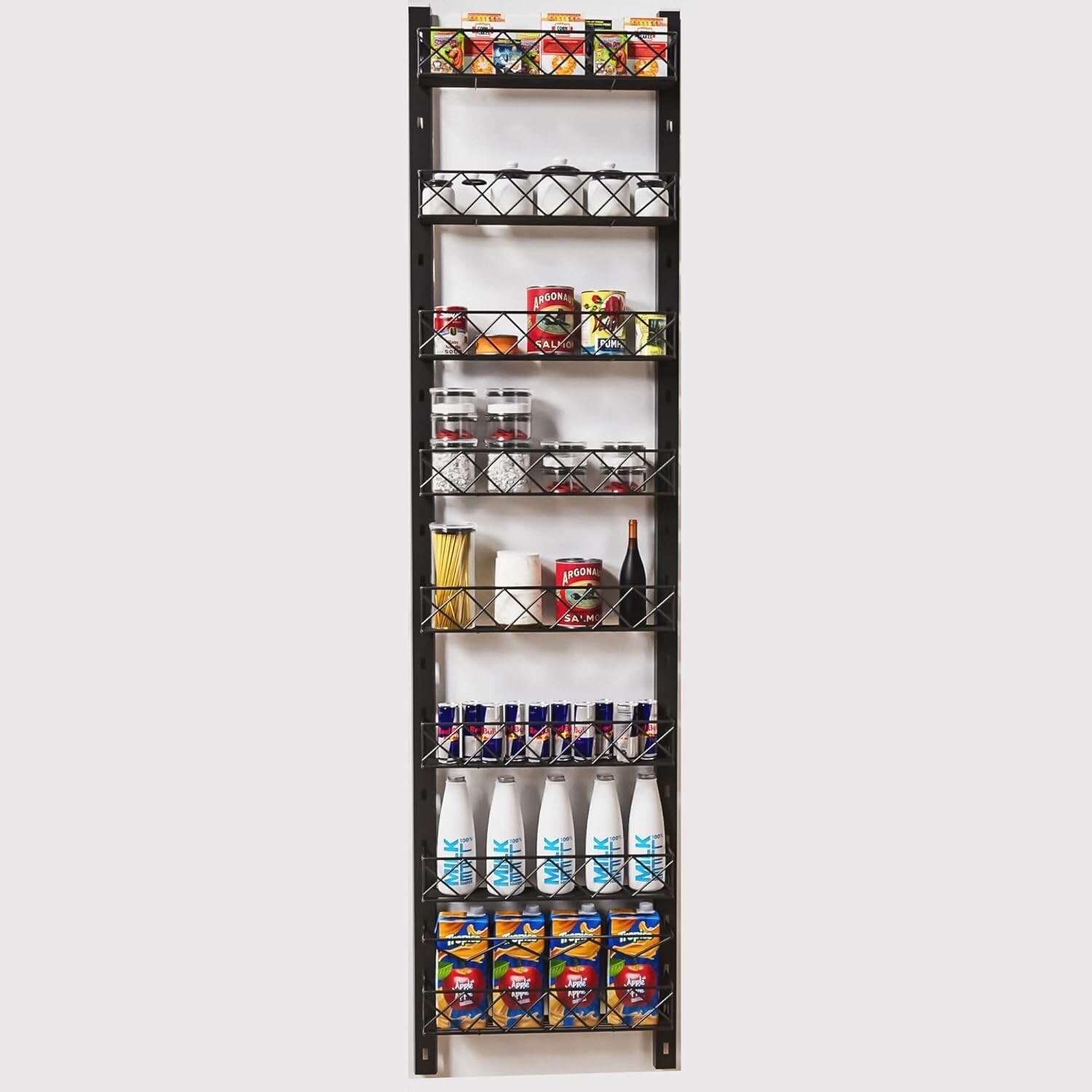 8-Tier Pantry Door Organizer, Spice Rack with Adjustable Baskets