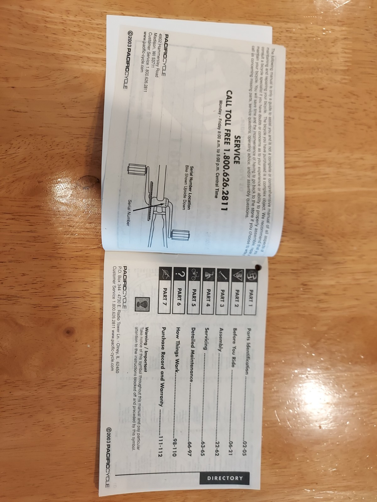 Roadmaster Pacific Cycle Bicycle Owner's Manual and Guide 2003