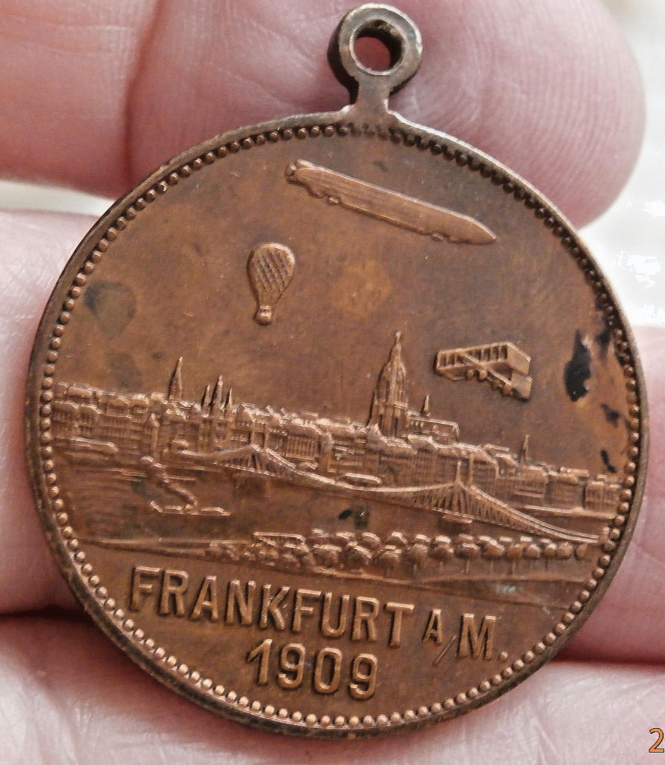 1909  ZEPPELIN BALLOON BIPLANE INTENATIONAL AVIATION EXPOSITION MEDAL S-1070-B