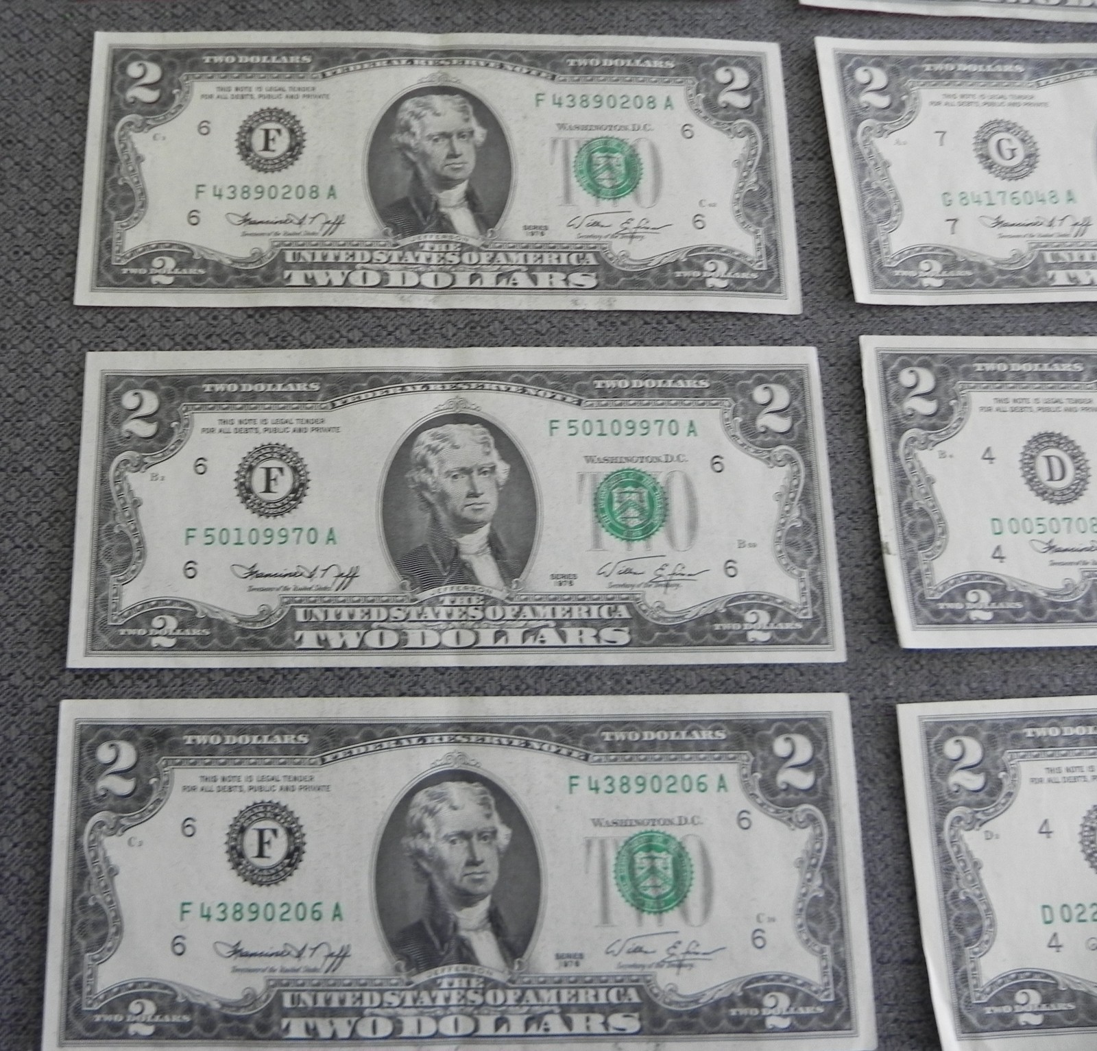United States $2 Bill LOT Of 20 -1976 9-Uncirculated Sequential Numbers 11-VG !!