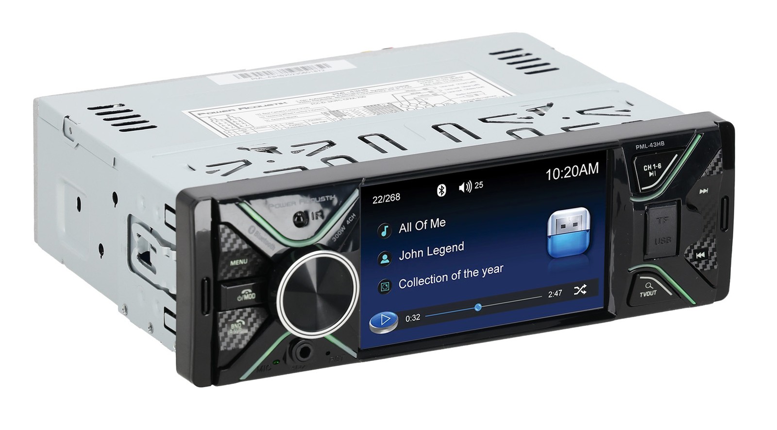 Power Acoustik PML-43HB 2-Din Digital Media Car Stereo Receiver w/ Bluetooth
