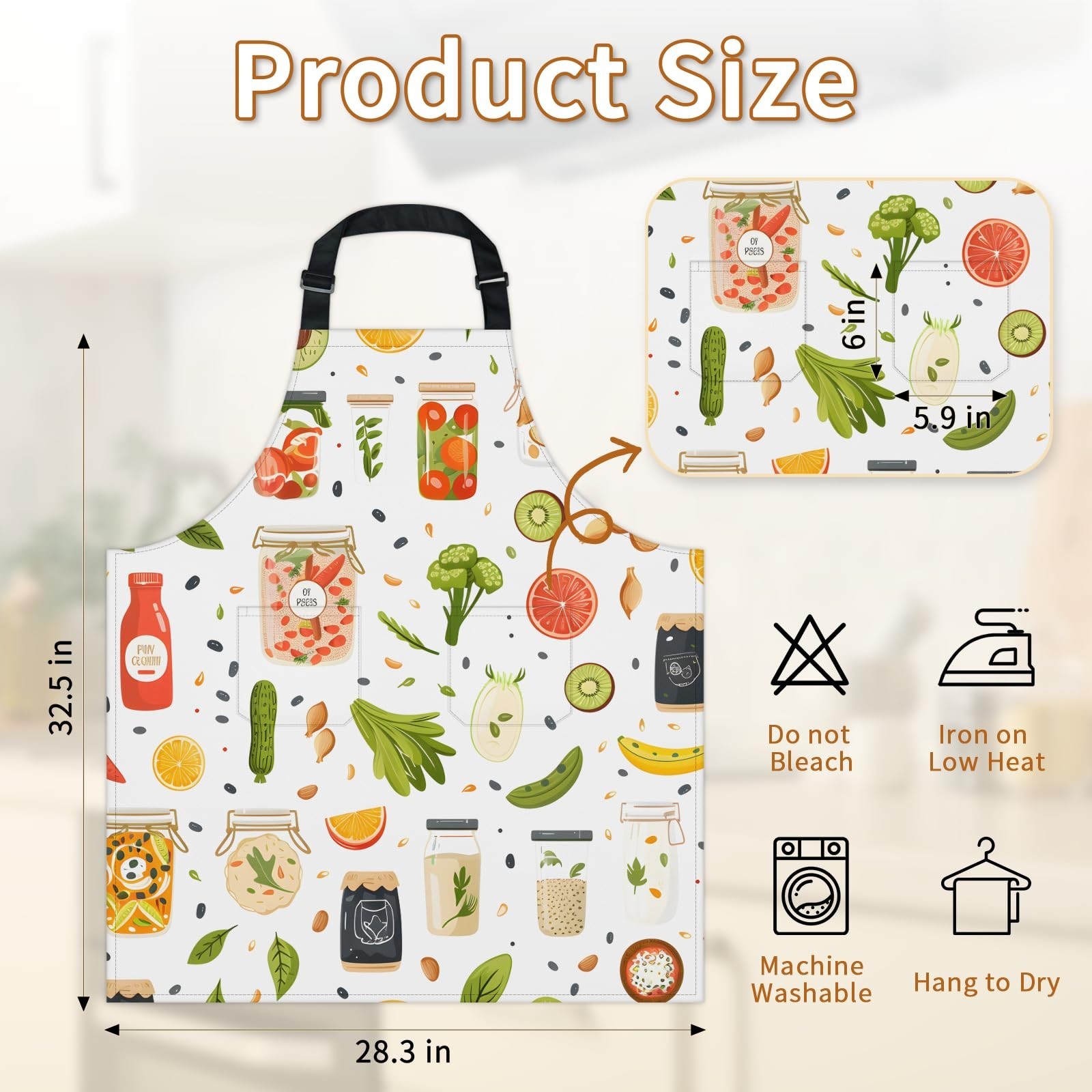 Kitchen Apron with Pockets,Adjustable Aprons for Women Men,Waterproof Chef Ap...