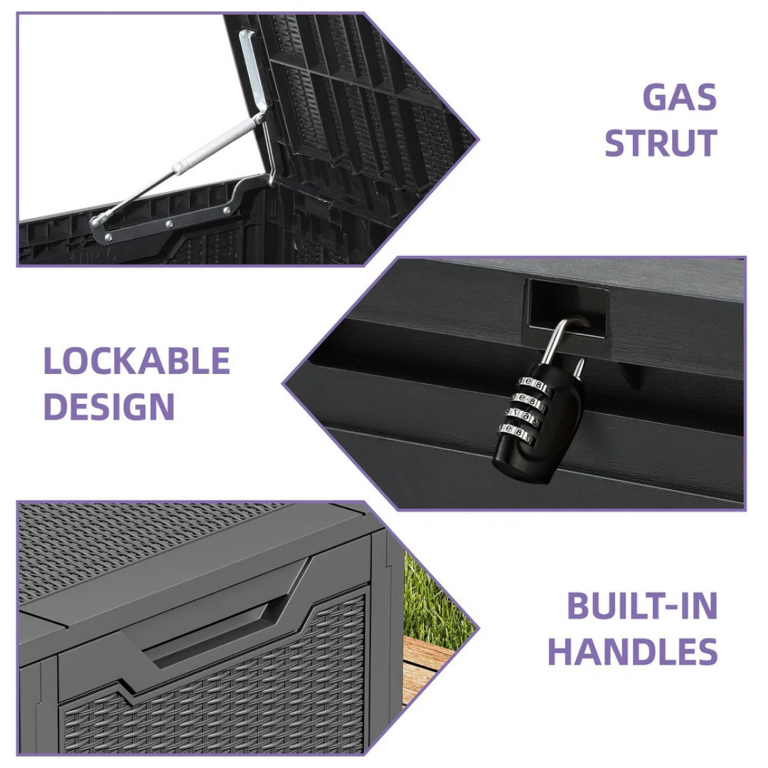 100 Gallon Outdoor Storage Waterproof Deck Box - Black