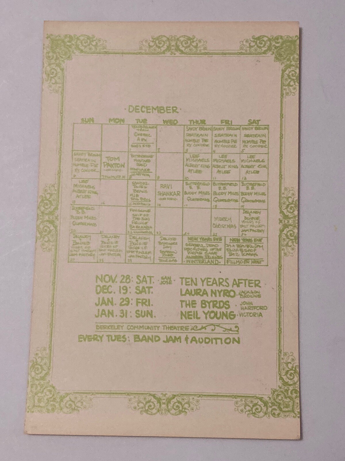 BG 260 Lee Michaels Albert King SIGNED DAVID SINGER 1970 Postcard Handbill