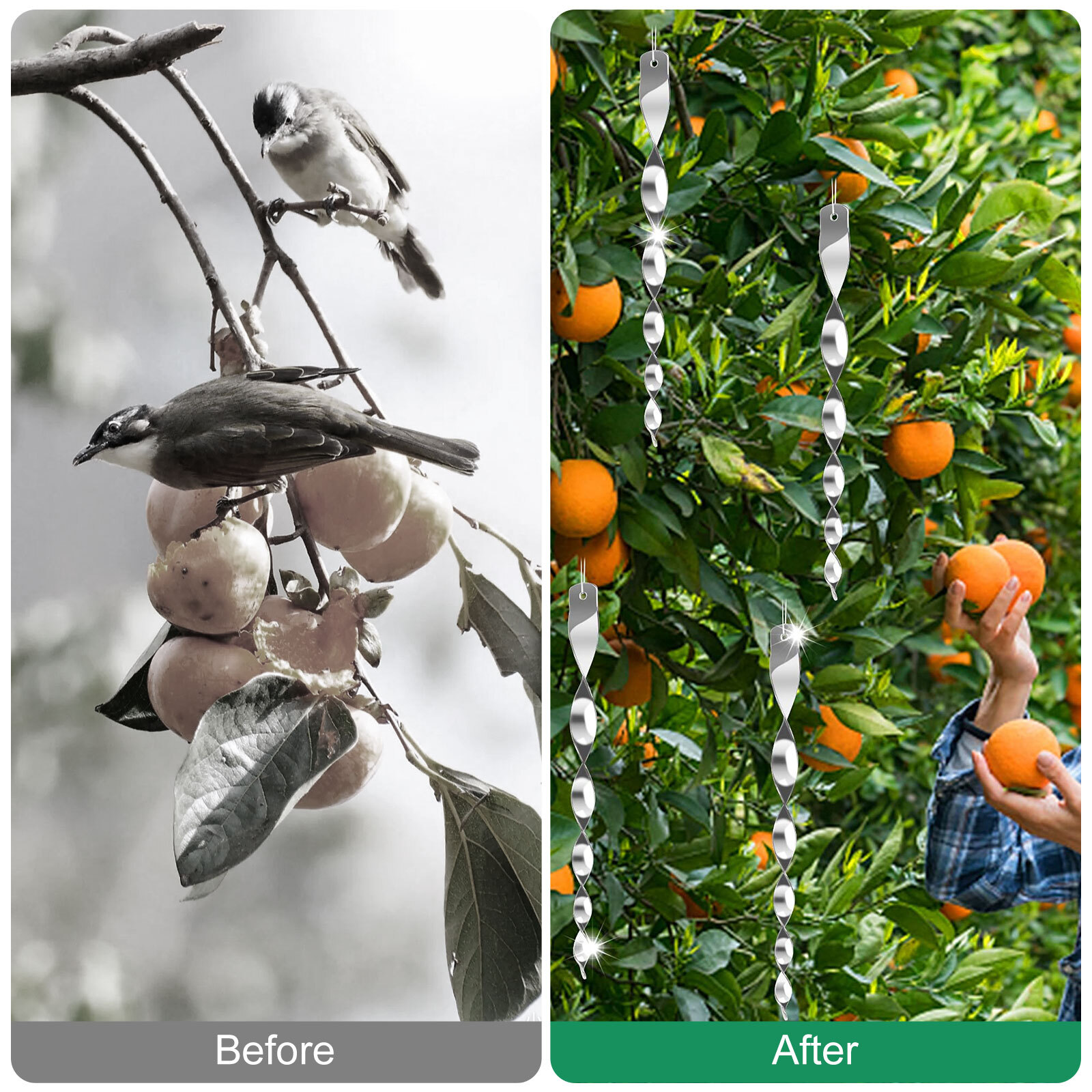 20PCS 11.4" Bird Repellent Reflective Scare Rods Spiral Deterrent Control Device