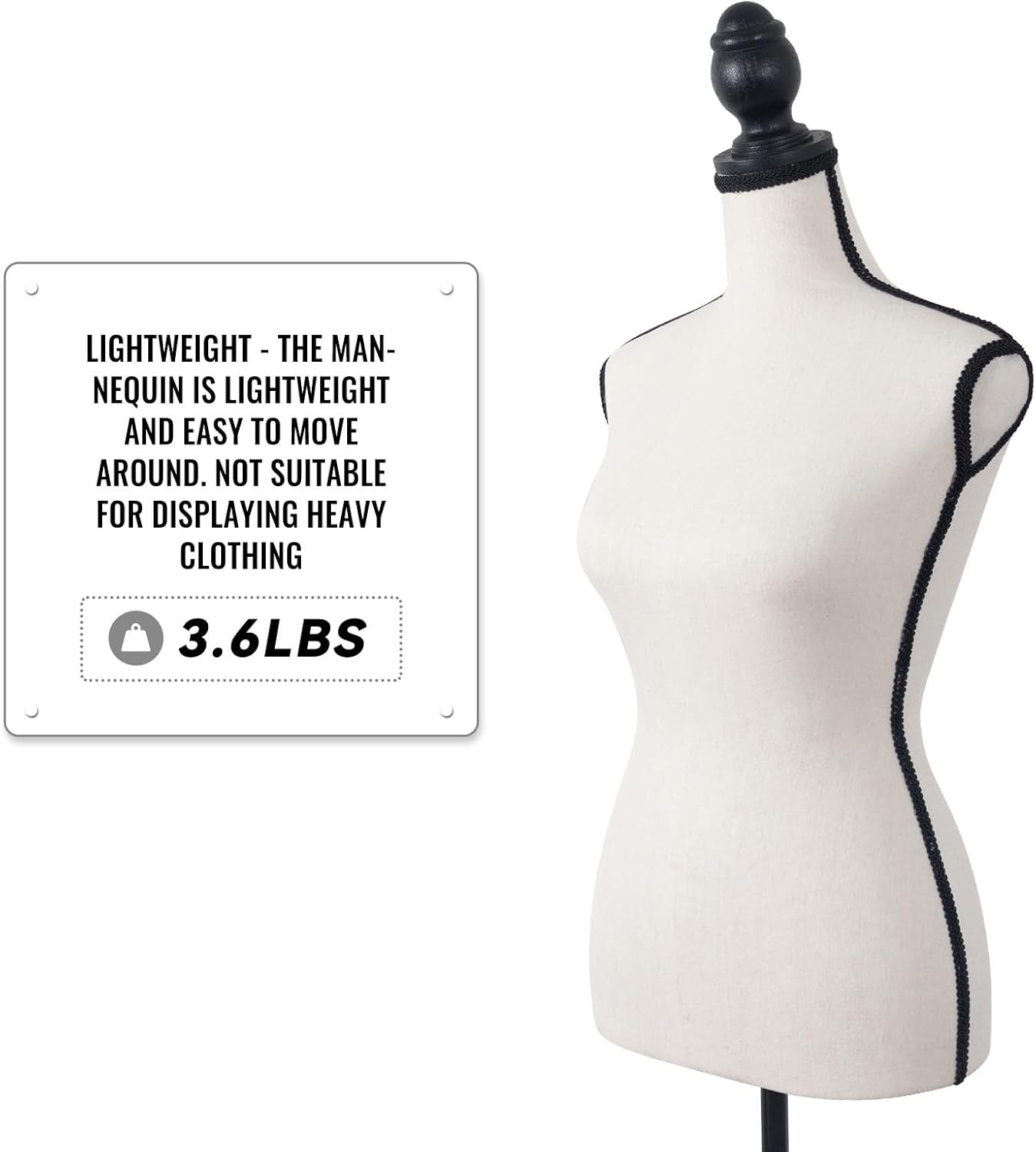 Beige Female Mannequin Body, Dress Form Sewing Mannequin Torso with Adjustable