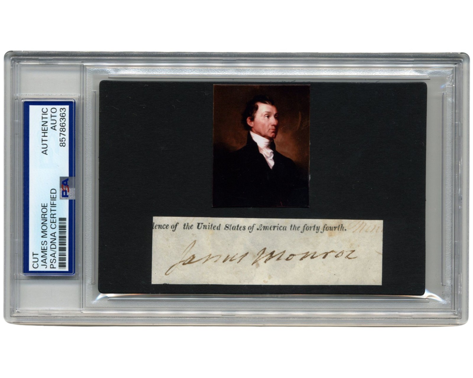 President James Monroe Signed Cut Display PSA Auto - Gorgeous, Bold Example!