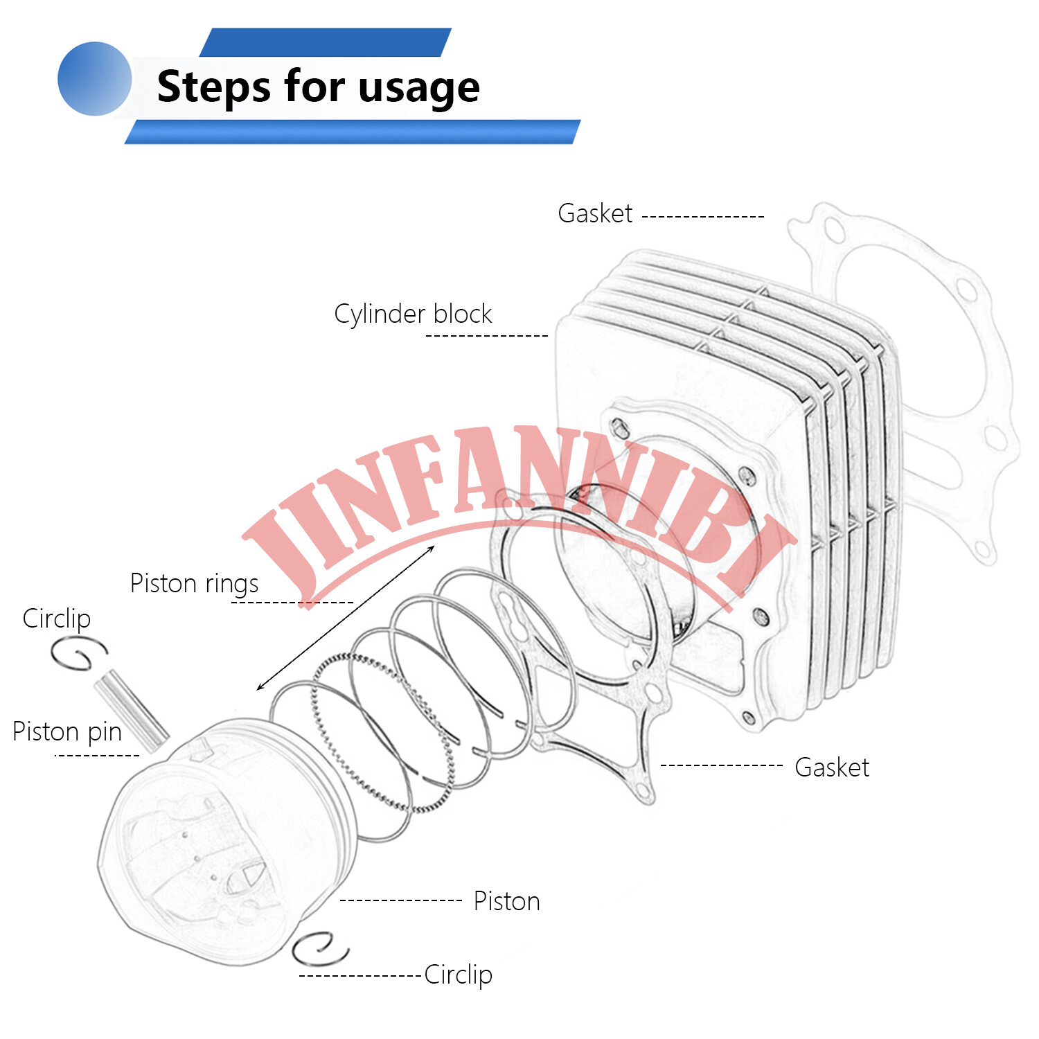 Cylinder Piston Ring Tensioner Gasket Top End Rebuild Kit for Honda Recon 250