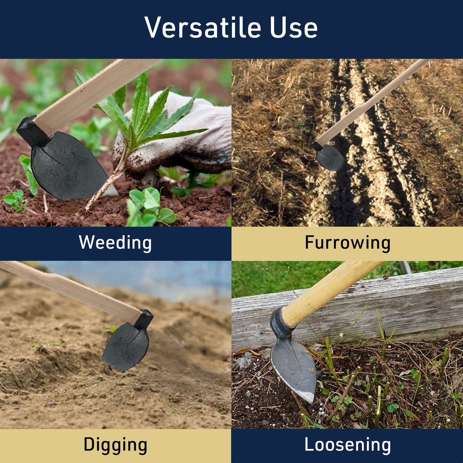 Hoe Garden Tool 41” Heart-Shaped Steel Garden Hoe with European Ash Wood Handle