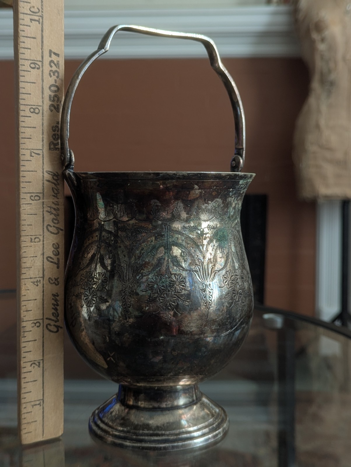 Antique Meriden Britannia Silverplate Buscuit Bucket India Pattern Victorian EPN