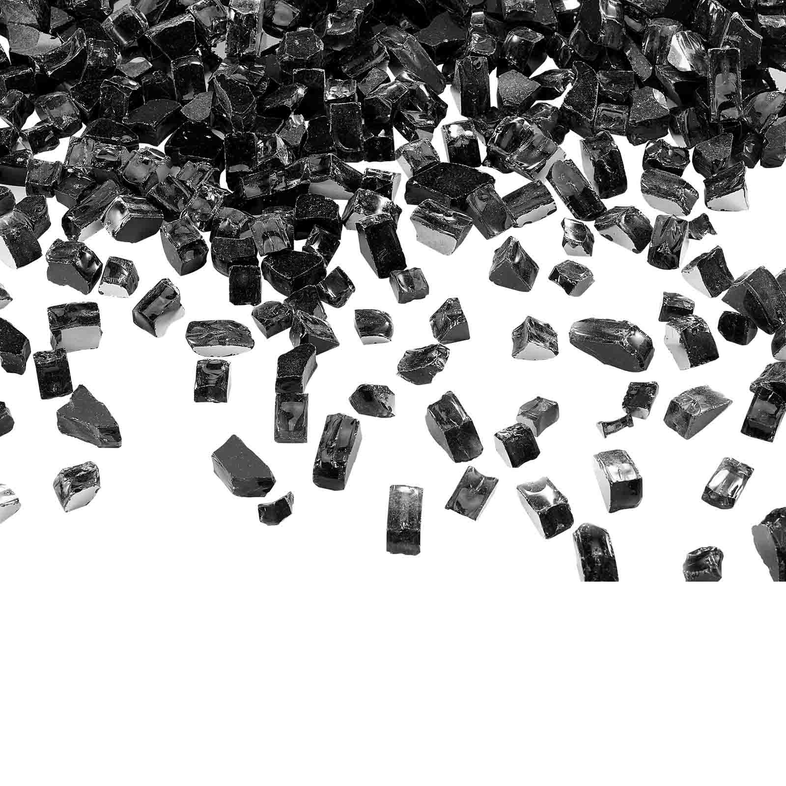 VEVOR 20 LBS Fire Glass 1/2-Inch Fireplace Glass Rocks for Fire Pit Table Black