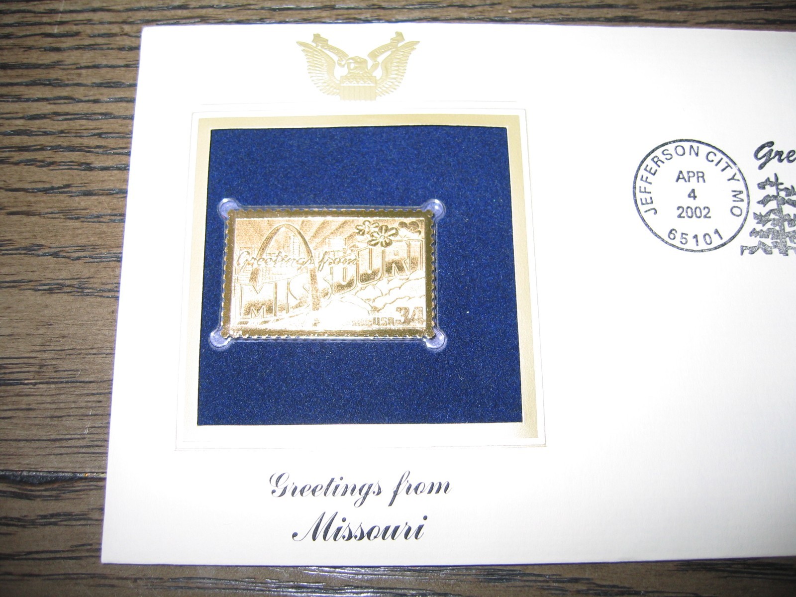 2002 MISSOURI Greetings From America replica Gold Stamp Golden COVER