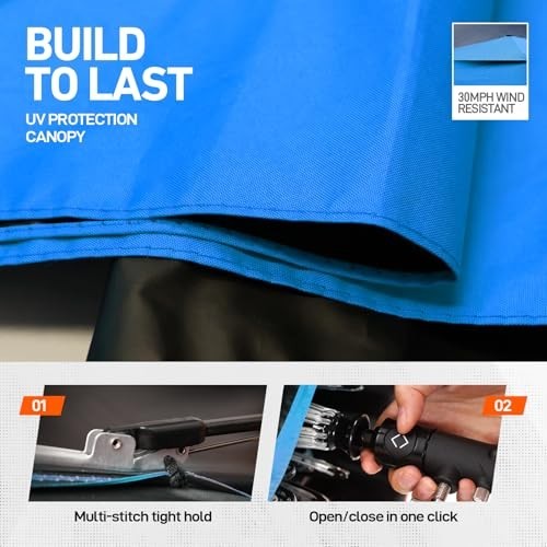 60" Folding Magnetic Umbrella for Outdoor Work, 600lb Suction Base, 2-in-1 Sun &