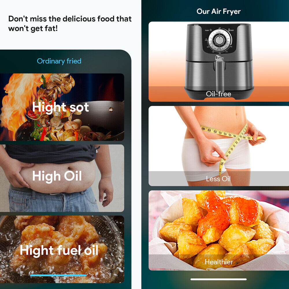Uten Air Fryer 5.8Qt Large Capacity 5.5L Smart Electric Hot Airfryer Oven Cooker