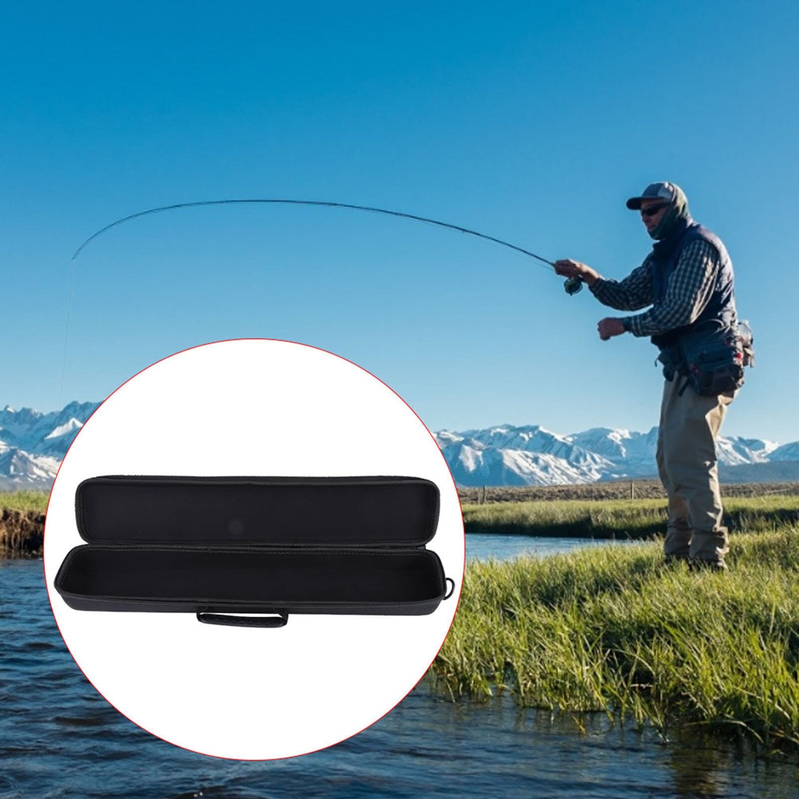 Outdoor Portable EVA Waterproof Fishing Rod Reel Storage Case Luggage Carrying