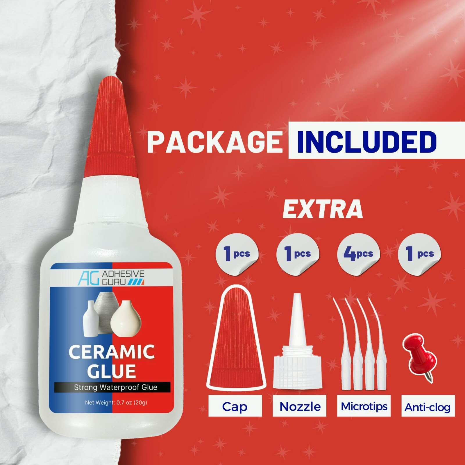 Adhesive Guru Ceramic Glue (0.7 oz) Super Glue for Pottery, Porcelain