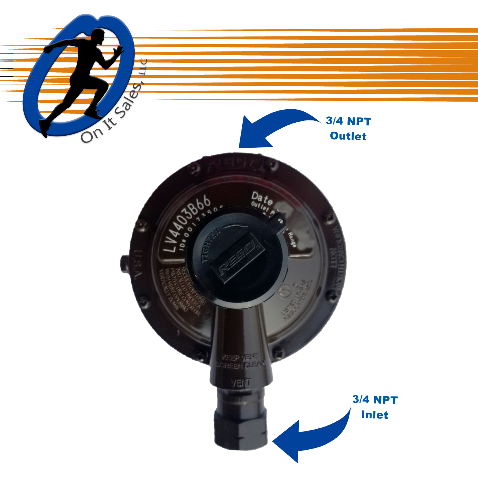 Rego Regulator LV4403B66 Low Pressure 2nd Stage 3/4" F.NPT x 3/4" F.NPT